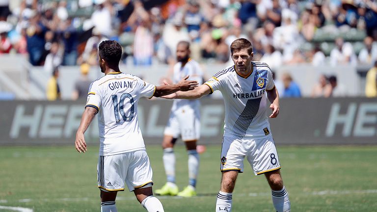 Giovani Dos Santos (left) and Steven Gerrard (right): Both started life well in LA