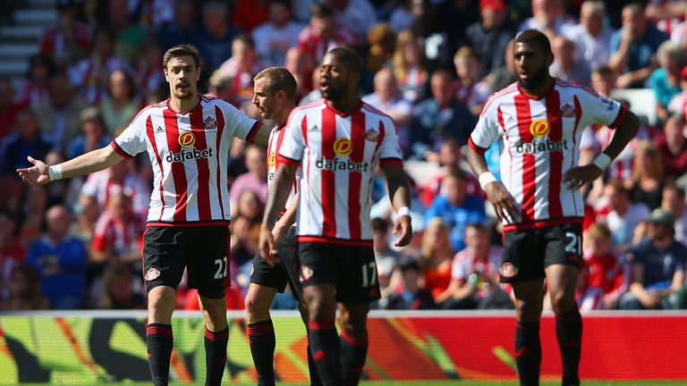 Sunderland players react after conceding the first goal to Norwich