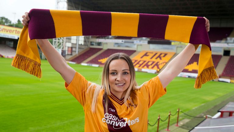 Former Arsenal striker Suzanne Grant signs for Motherwell Ladies F.C. Picture by Jeff Holmes / jshpix.co