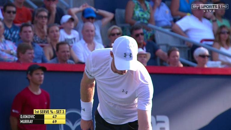 Murray v Djokovic: First serve percentage - set three at the Montreal Masters