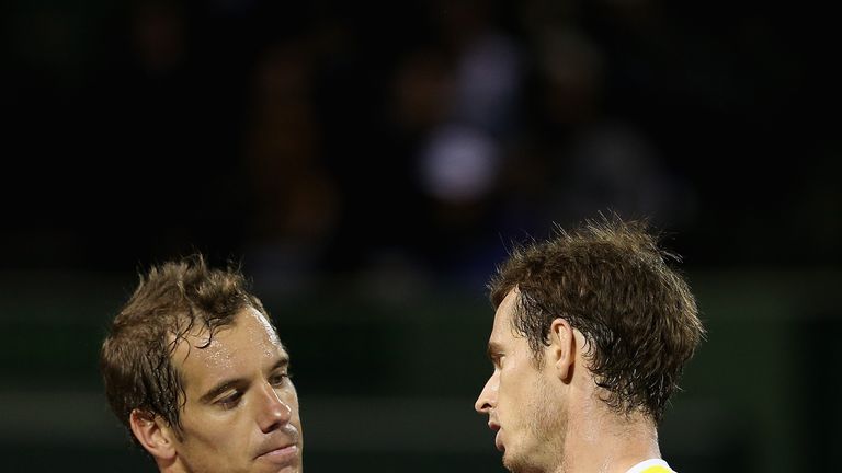 Andy Murray shakes hands at the end of the match after his victory against Richard Gasquet