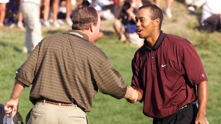 Tiger Woods held off a valiant challenge from Bob May at Valhalla