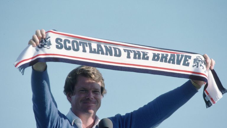 18 Jul 1982:  Tom Watson of the USA celebrates after winning the British Open played at Royal Troon in Scotland 