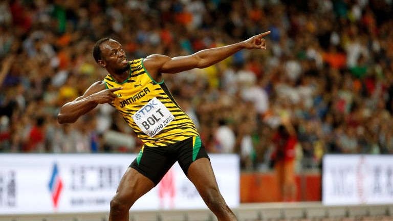 Usain Bolt celebrates