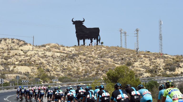 The peloton during Stage 9  of the 2015 Vuelta Espana