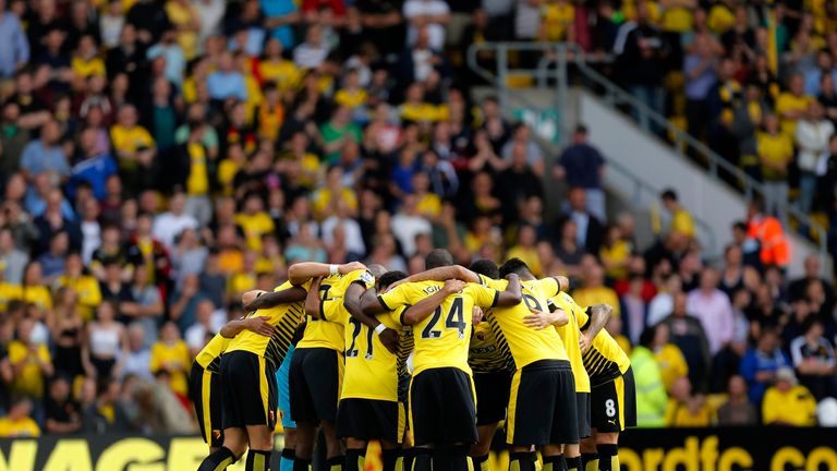 Watford form a huddle before their match against Southampton