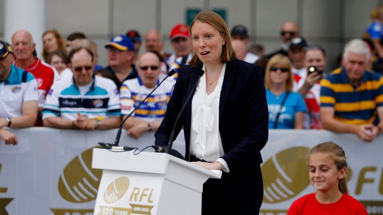 The statue is unveiled at Wembley Stadium by Sports Minister Tracey Crouch