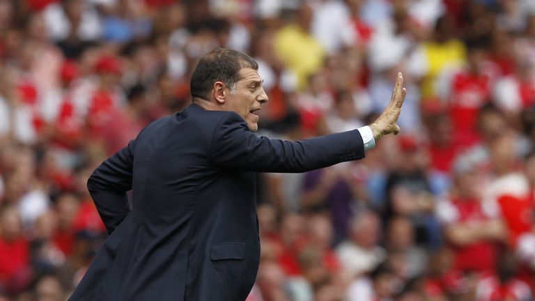 West Ham's manager Slaven Bilic sends instructions from the sidelines
