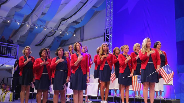 The team of the USA attends the opening ceremony of the Solheim Cup 2015 at St Leon-Rot Golf Club