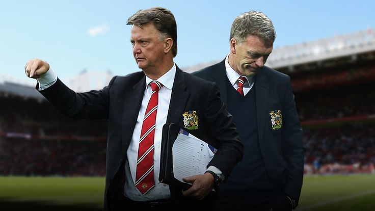 How does Louis van Gaal's Manchester United record compare to David Moyes?