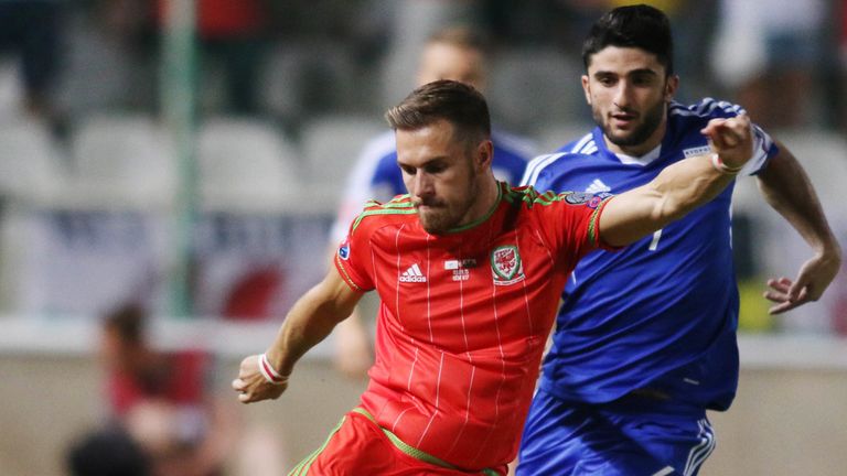Aaron Ramsey in action for Wales against Cyprus