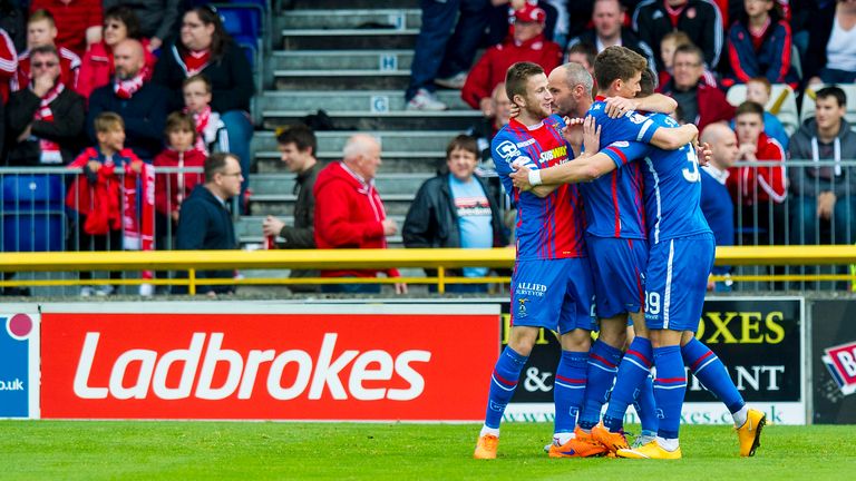 Inverness CT's Miles Storey (right) celebrates his goal with his team-mates