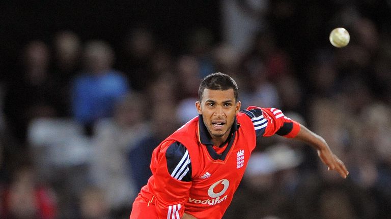 Adil Rashid of England bowls during the fifth international one day cricket match against Australia at Trent Bridge, 2009