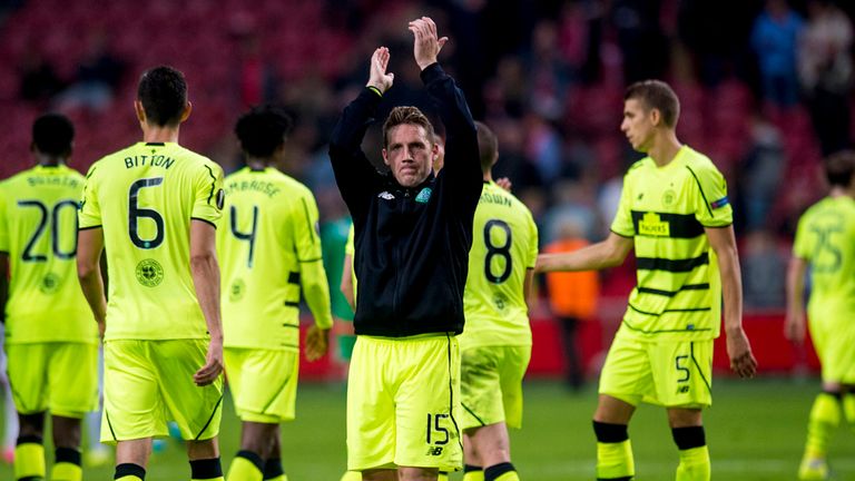 Celtic's Kris Commons applauds the fans at full-time