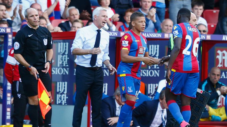 Dwight Gayle of Crystal Palace replaces Bakary Sako of Crystal Palace as Alan Pardew