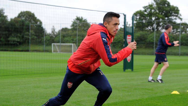 Alexis Sanchez of Arsenal during a training session