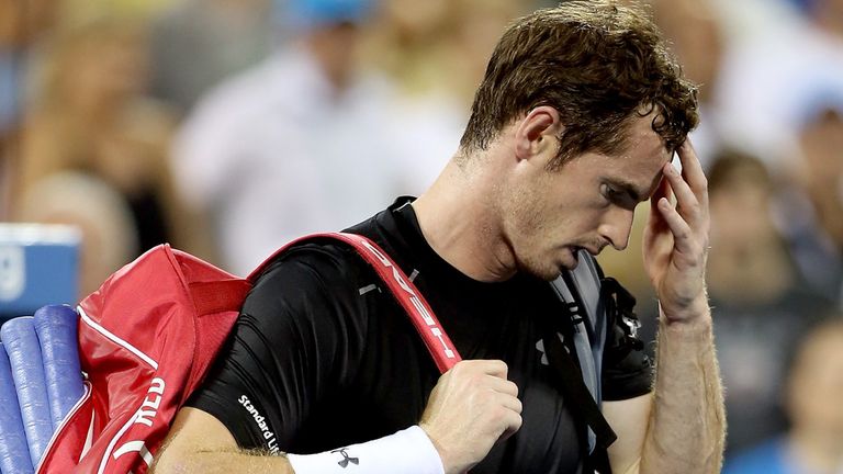 Andy Murray of Great Britain walks off of the court after loosing to Kevin Anderson of South Africa at the US Open