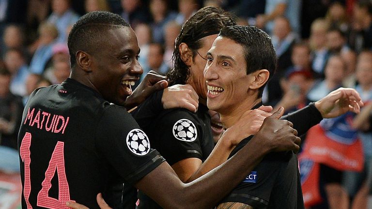 Angel Di Maria celebrates after scoring for PSG