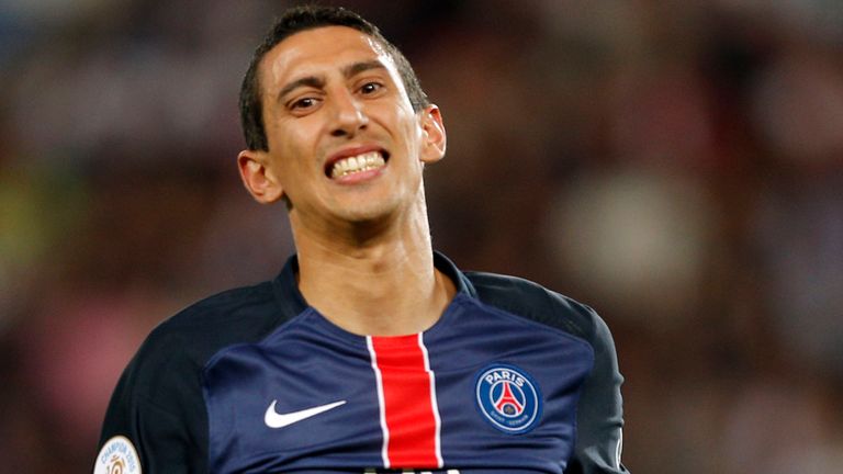 PSG's ..ngel Di Mar..a reacts during the French league one soccer match between Paris Saint Germain and Bordeaux, 