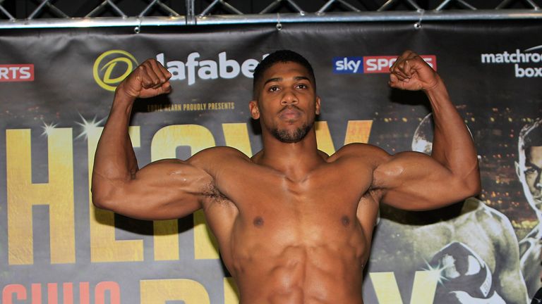 HEAVY DUTY WEIGH IN.REEBOK CLUB,LONDON.PIC;LAWRENCE LUSTIG.COMMONWEALTH AND WBC INTERNATIONAL HEAVYWEIGHT TITLE.ANTHONY JOSHUA AND GARY CORNISH WEIGH IN