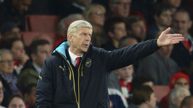 Arsenal's French manager Arsene Wenger reacts on the touchline during the UEFA Champions League Group F 