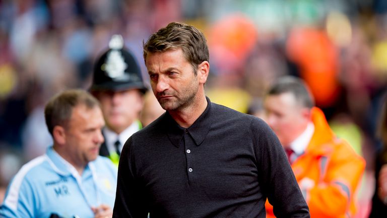 Tim Sherwood manager of Aston Villa during the Barclays Premier League match between Liverpool and Aston Villa