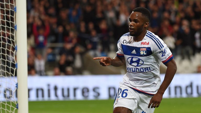 Lyon's forward Aldo Kalulu reacts after scoring in the 2-0 win over Bastia