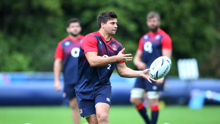 Ben Youngs prepares at training at Pennyhill Park on Monday, September 14, 2015, in Bagshot, England, ahead of his 50th  England cap against Fiji.