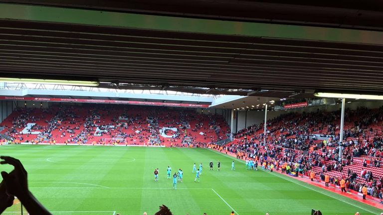 West Ham fan Danny took this photo at Anfield after his side's 3-0 win against Liverpool