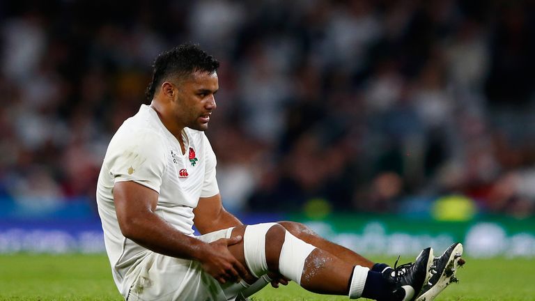 Billy Vunipola suffers an injured knee during England's World Cup match against Wales