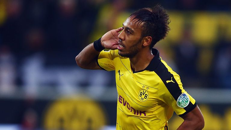 Dortmund striker Pierre-Emerick Aubameyang celebrates