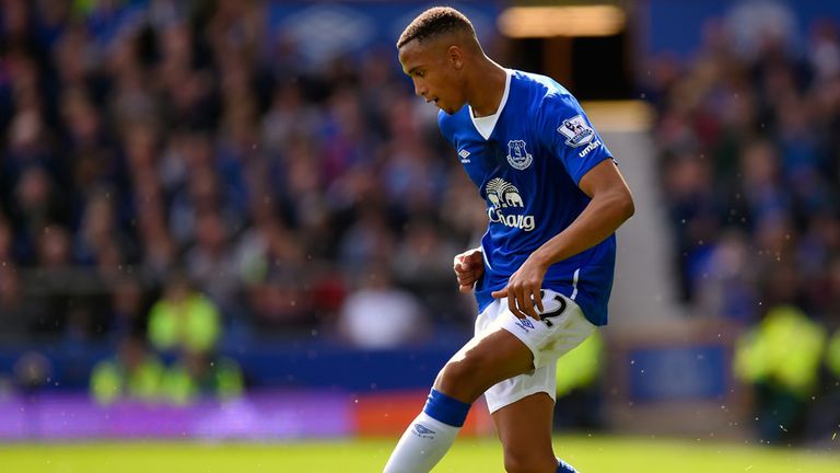 Brendan Galloway in action against Chelsea at Goodison Park last Saturday