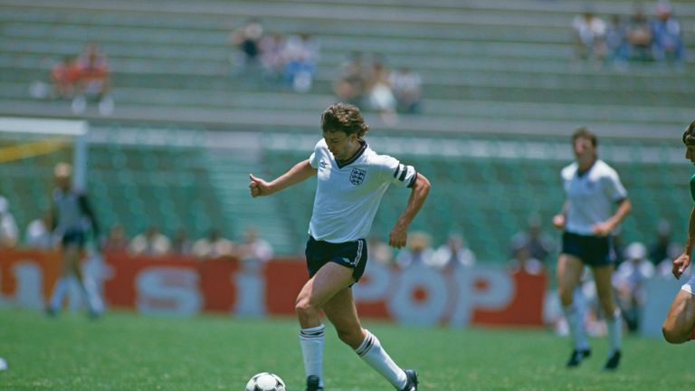 Bryan Robson of England in action during an international match against Mexico