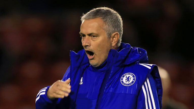 Chelsea manager Jose Mourinho watches Chelsea face 