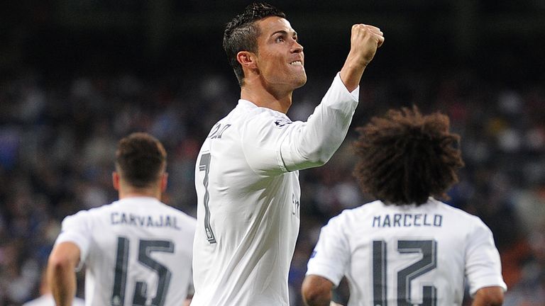 Cristiano Ronaldo celebrates after scoring Real's second goal