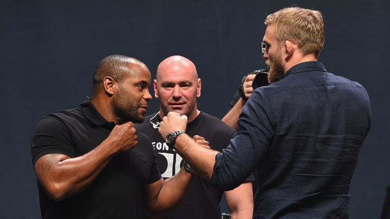 UFC light heavyweight champion Daniel Cormier and Alex Gustafsson face off during the UFC's Go Big launch event