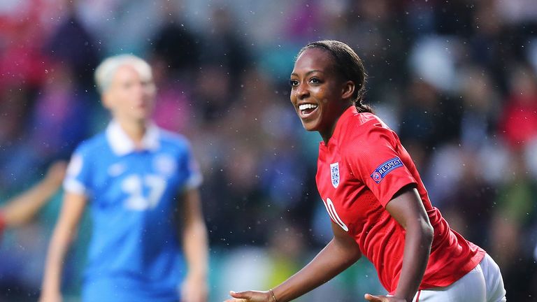 Danielle Carter scored her first England goal after just two minutes against Estonia