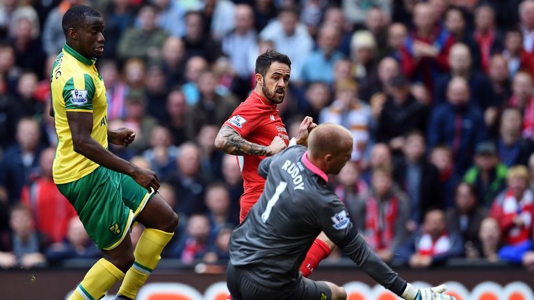 Danny Ings scores his first goal for Liverpool to give them the lead