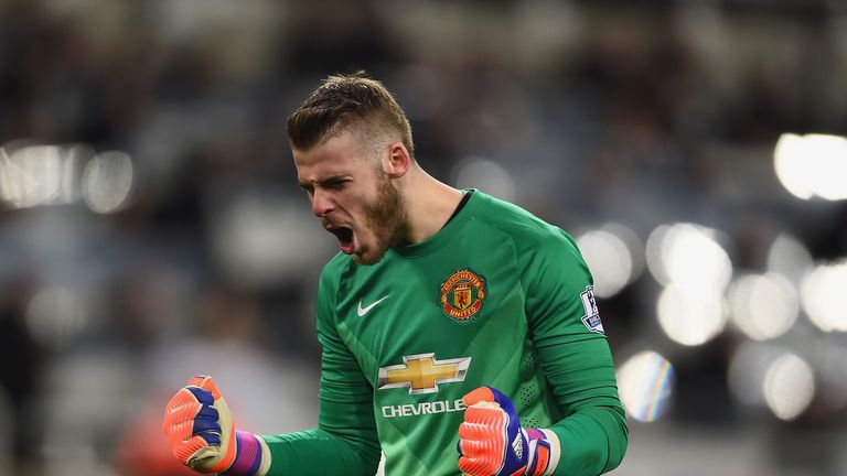 David de Gea of Manchester United celebrates during the Barclays Premier League match between Newcastle United