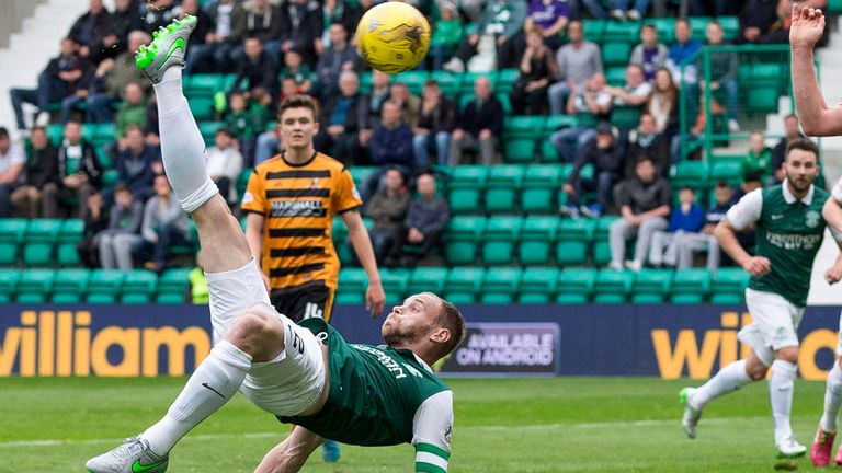 An acrobatic David Gray for Hibs who entertained Alloa at Easter Road