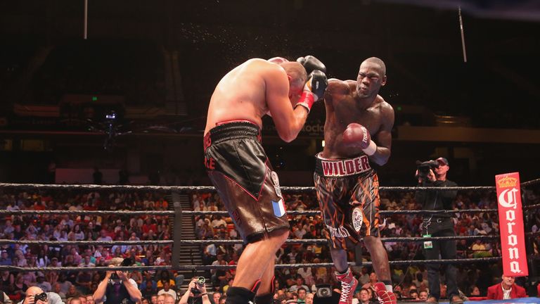 BIRMINGHAM, AL - SEPTEMBER 26:  Johann Duhaupas and Deontay Wilder fight at Legacy Arena at the BJCC on September 26, 2015 in Birmingham, Alabama.  (Photo 