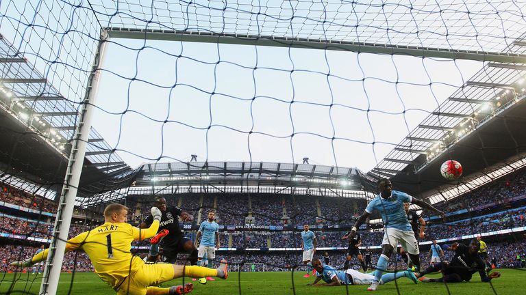 West Ham's Diafra Sakho scores his team's second goal