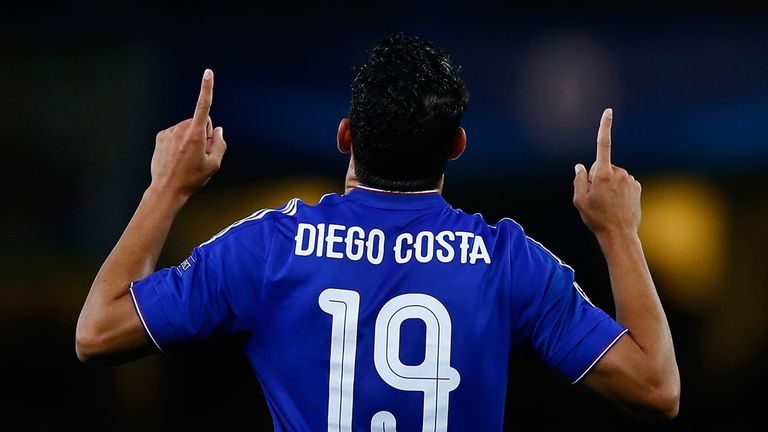 Diego Costa of Chelsea celebrates