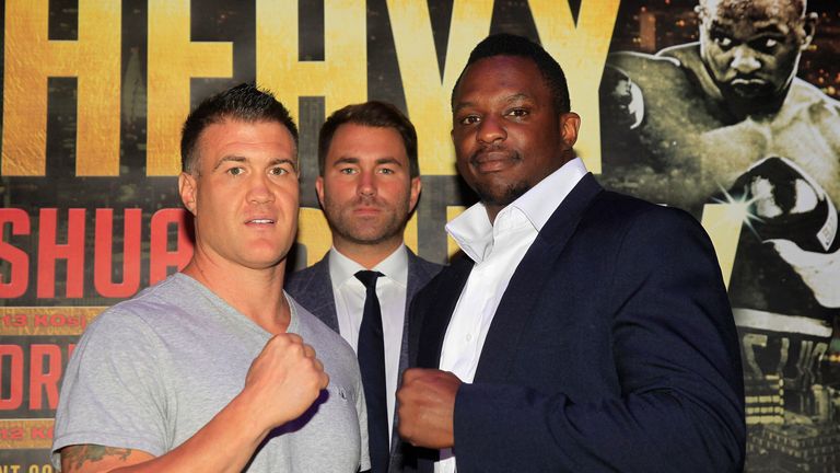 Dillian Whyte, Brian Minto (Pic by Lawrence Lustig)