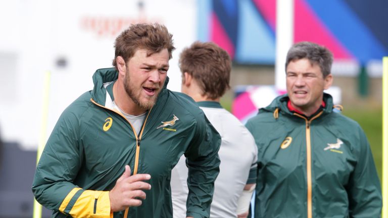 Duane Vermeulen in action during the Springboks training session at Eastbourne College