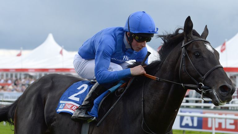 Emotionless ridden by William Buick wins the At The Races Champagne Stakes at Doncaster.
