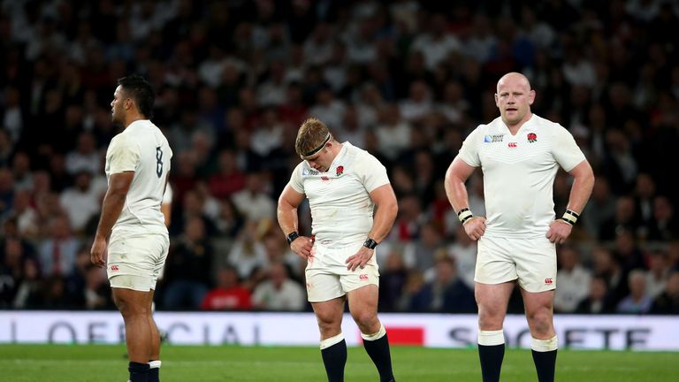 Tom Youngs (centre) and his team mates suffered a painful loss at Twickenham on Saturday