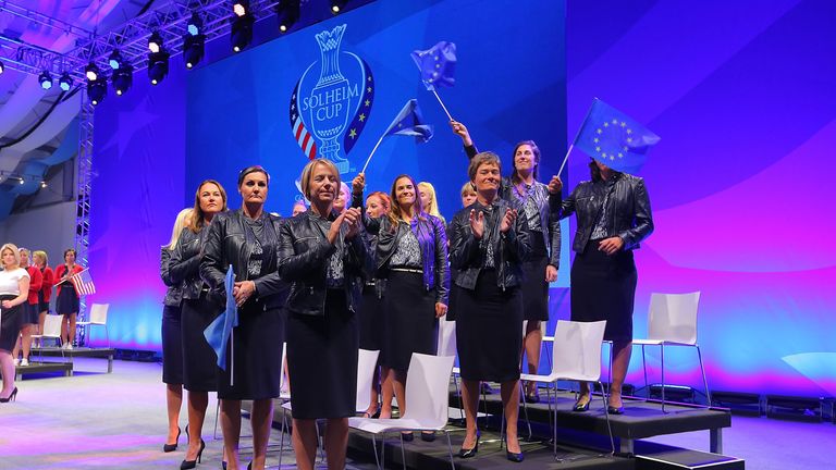 The European team at the Solheim Cup opening ceremony 