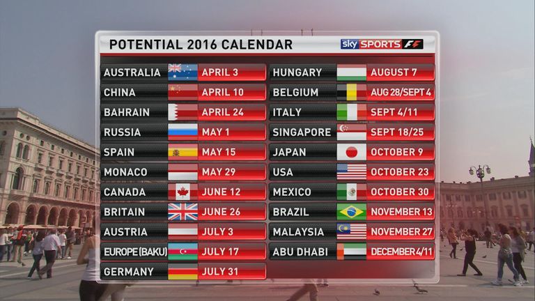 Could this be F1's 2016 schedule?