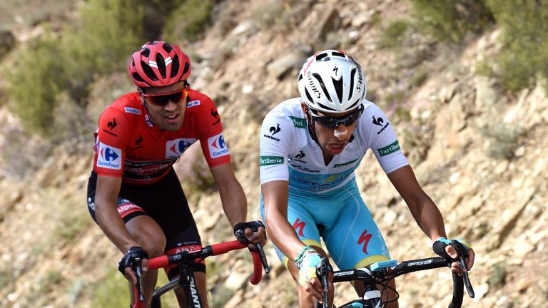 Fabio Aru and Tom Dumoulin on stage eighteen of the 2015 Tour of Spain